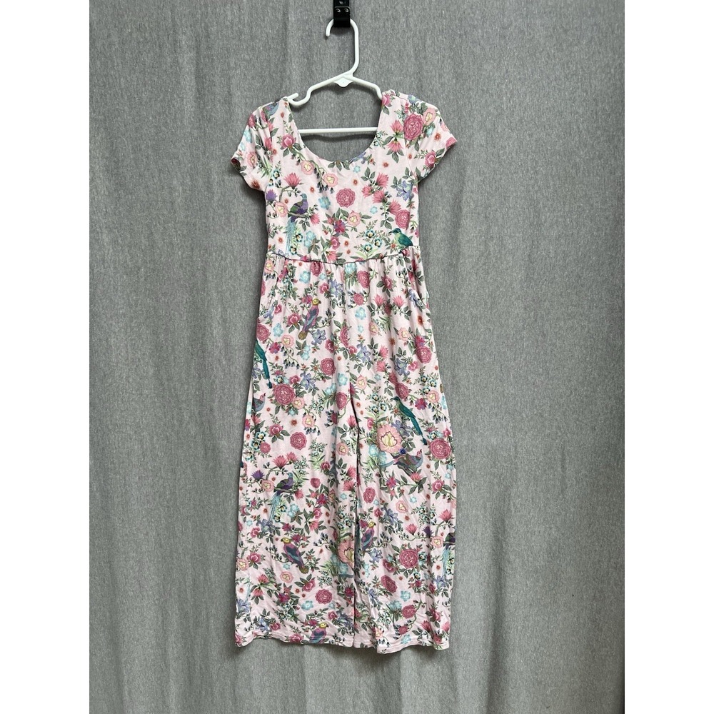Posh Peanut Floral Bird Short Sleeve Romper One-Piece 5T-6T Multicolor